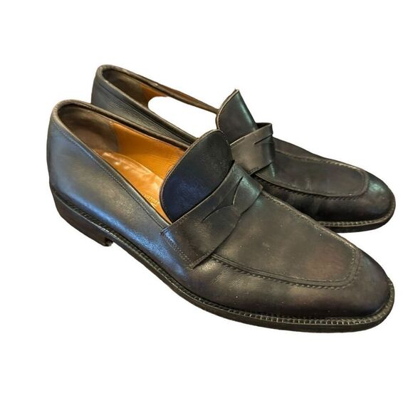 SALVATORE FERRAGAMO BLACK CALFSKIN LEATHER PENNY LOAFER size 8 men’s - Picture 12 of 15